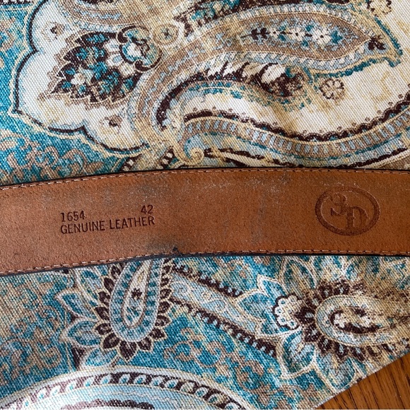 3D Genuine Leather Ostrich statement belt western silver tone engraved buckle 40 - Picture 6 of 11